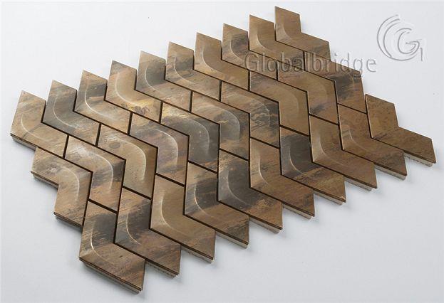 bronze mosaic tile backsplash