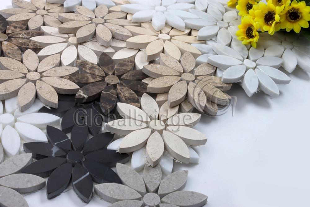 Interior marble stone tiles wall flower mosaic