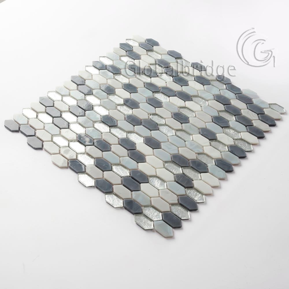 Creamy Unique Glass Mosaic Bathroom Wall Tiles