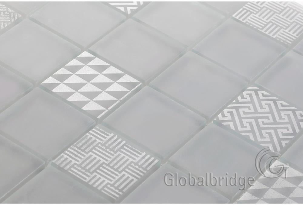 Engraving crystal glass mosaic tiles bathroom glass mirror tiles