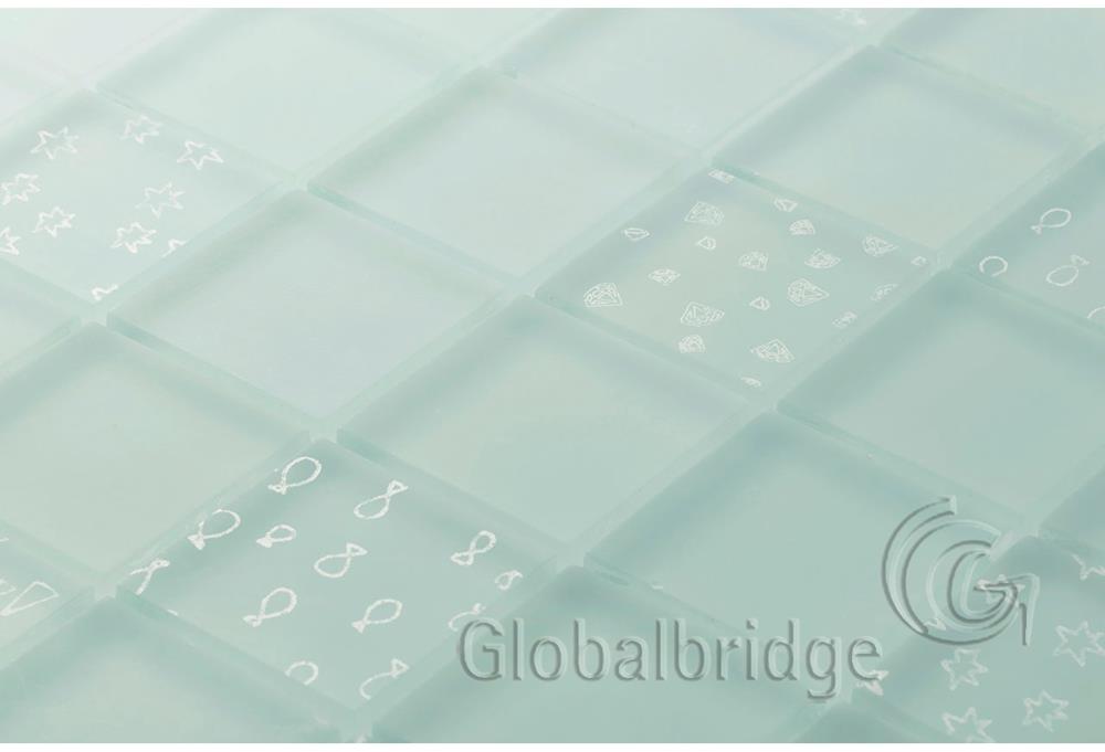 Engraving crystal glass mosaic tiles bathroom glass mirror tiles