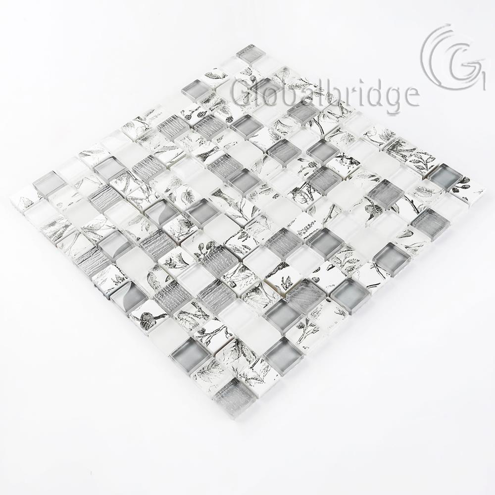 Mixed Color decorative wall tiles Mosaic Crystal Glass & Stone Mix Mosaic Tiles