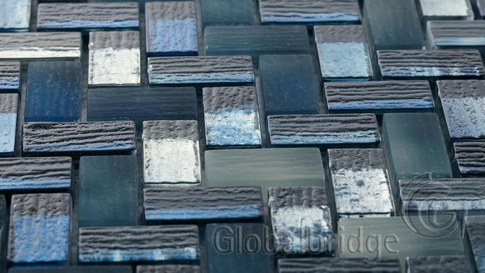 Glass tile backsplash bathroom