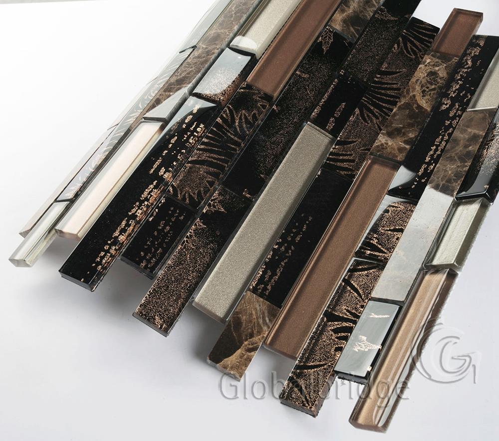 Glass and stone mosaic wall tile