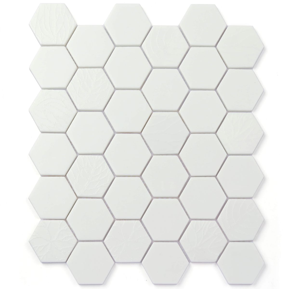 ENAMEL GLASS MOSAIC - Raised Pattern Mix - White