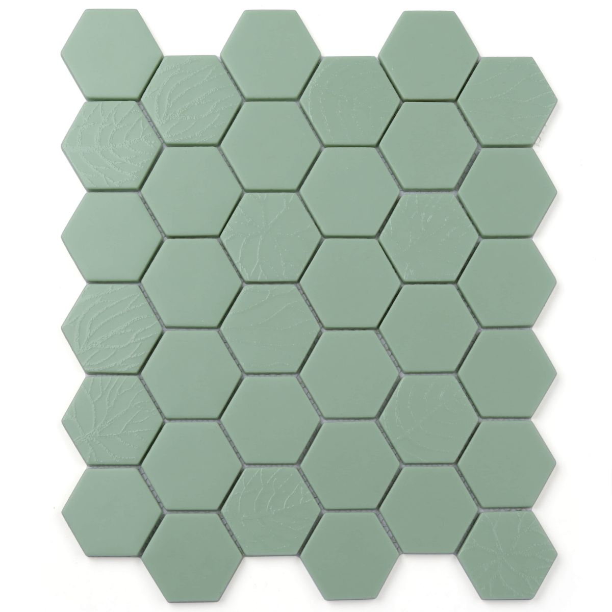 ENAMEL GLASS MOSAIC - Raised Pattern Mix - Light Green