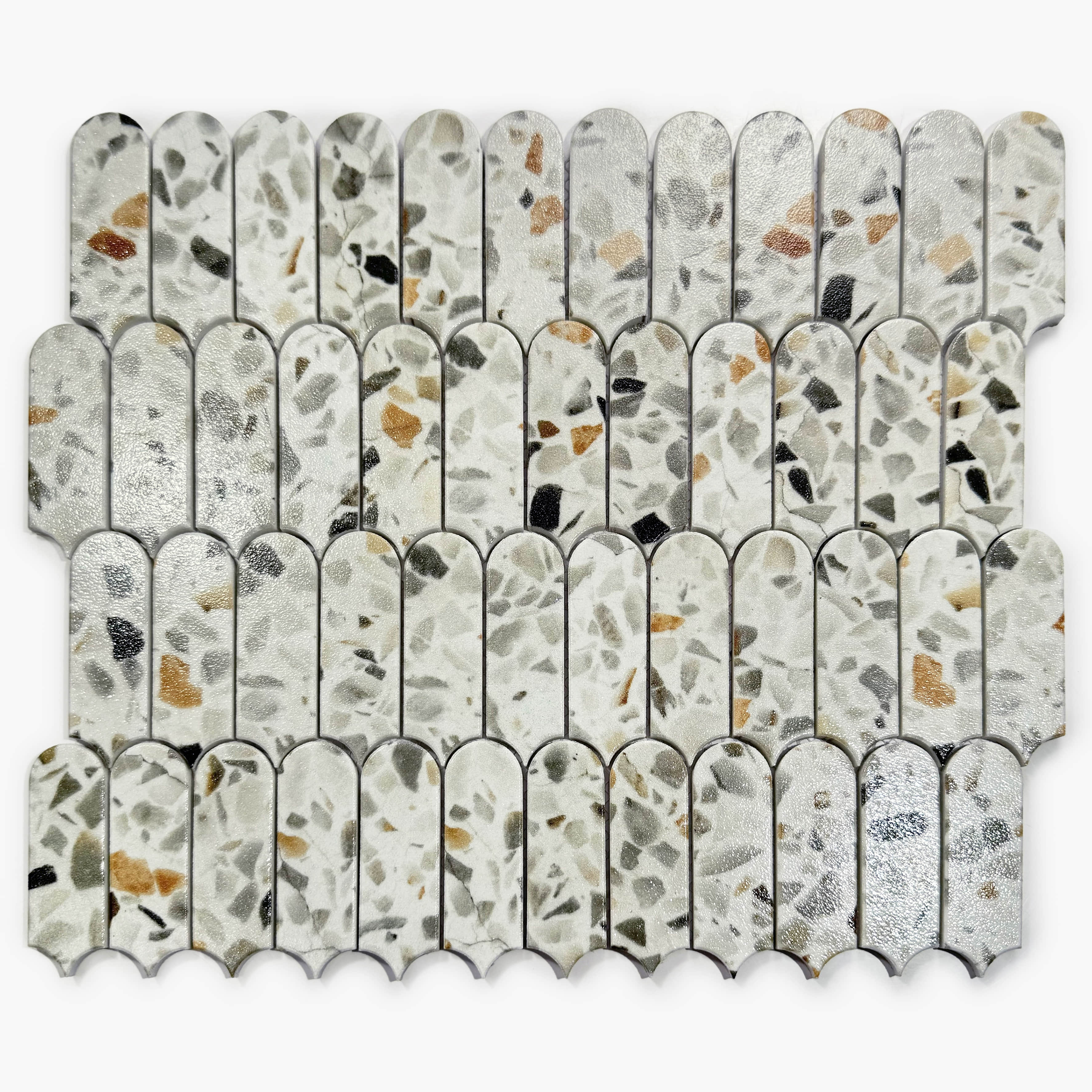 Enamel Glass Mosaic-Printed Enamel-Terrazzo-Elongated Fan