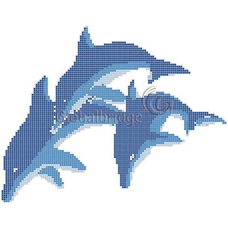 Blue Dolphin Mosaic Pool Mural Art Work