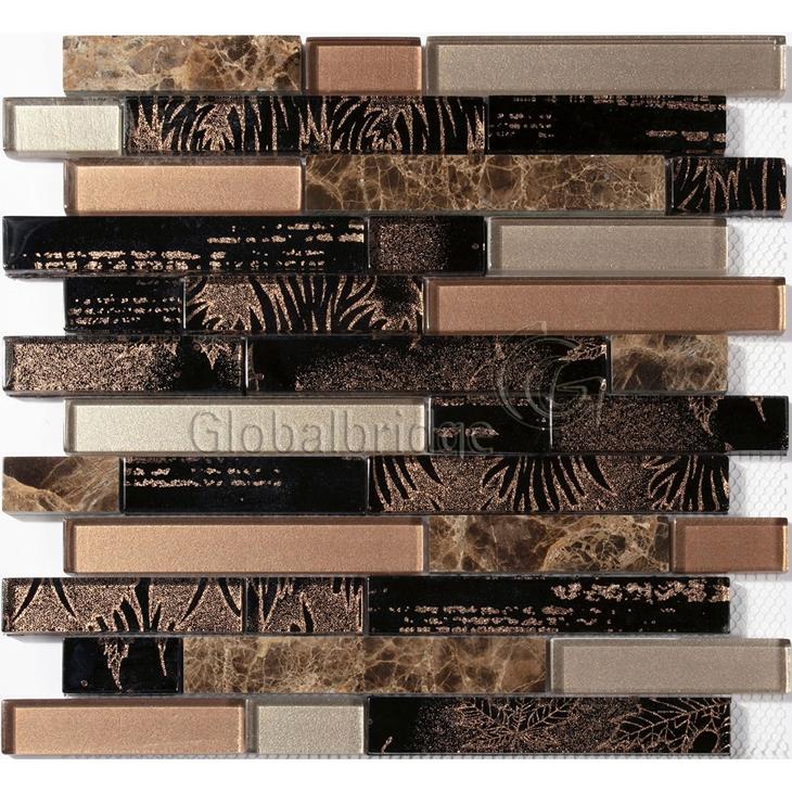 Glass and stone mosaic wall tile