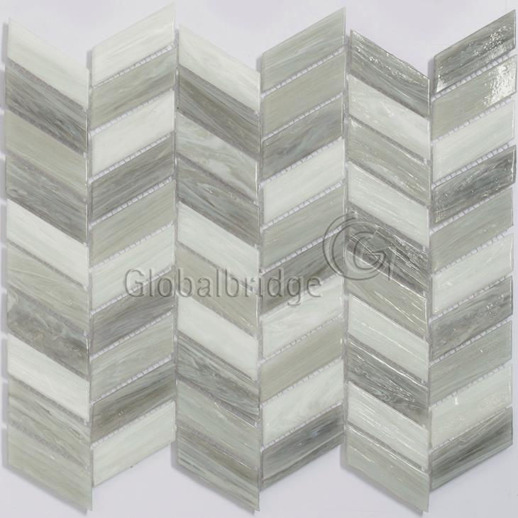 White Arrow Shape Glass Mosaic Backsplash Wall Tiles